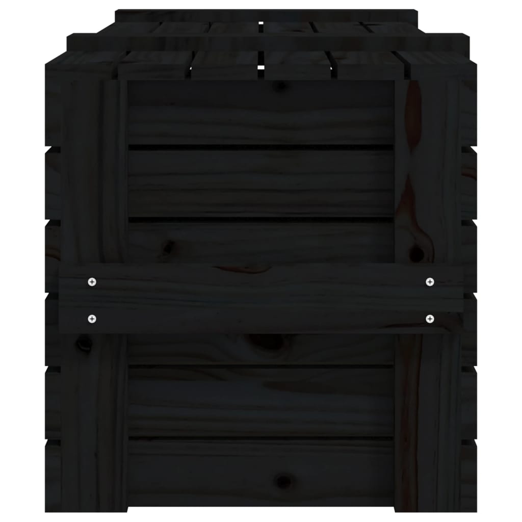 Fekete tömör fenyőfa tárolóláda 91 x 40,5 x 42 cm 