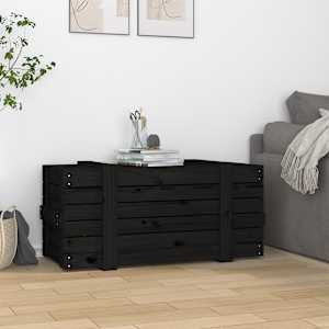 Úložný box černý 91 x 40,5 x 42 cm masivní borové dřevo - obrázek 3