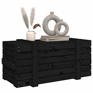 Úložný box černý 91 x 40,5 x 42 cm masivní borové dřevo - obrázek 5