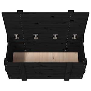 Úložný box černý 91 x 40,5 x 42 cm masivní borové dřevo - obrázek 9