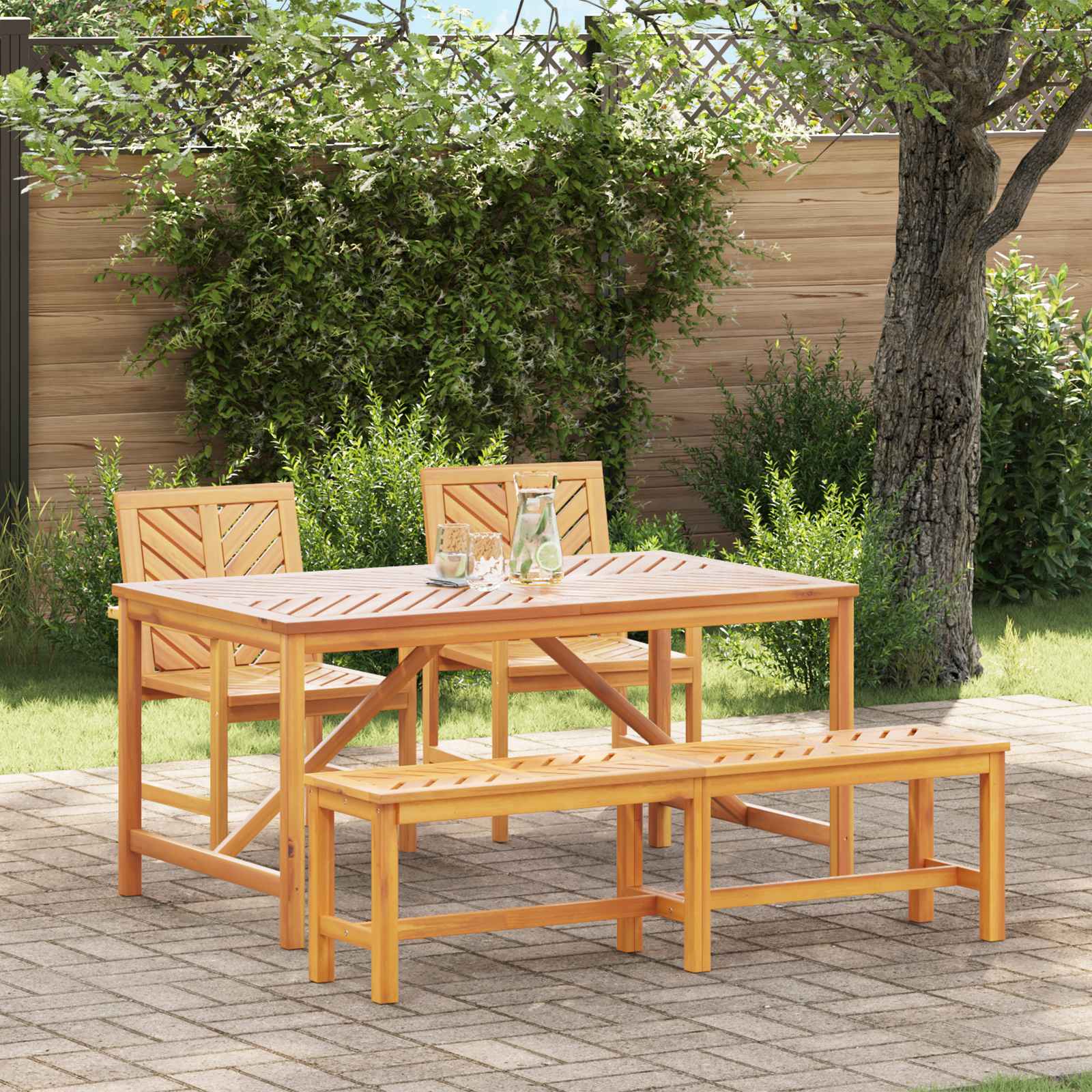 4 Piece Garden Dining Set Solid Wood Acacia
