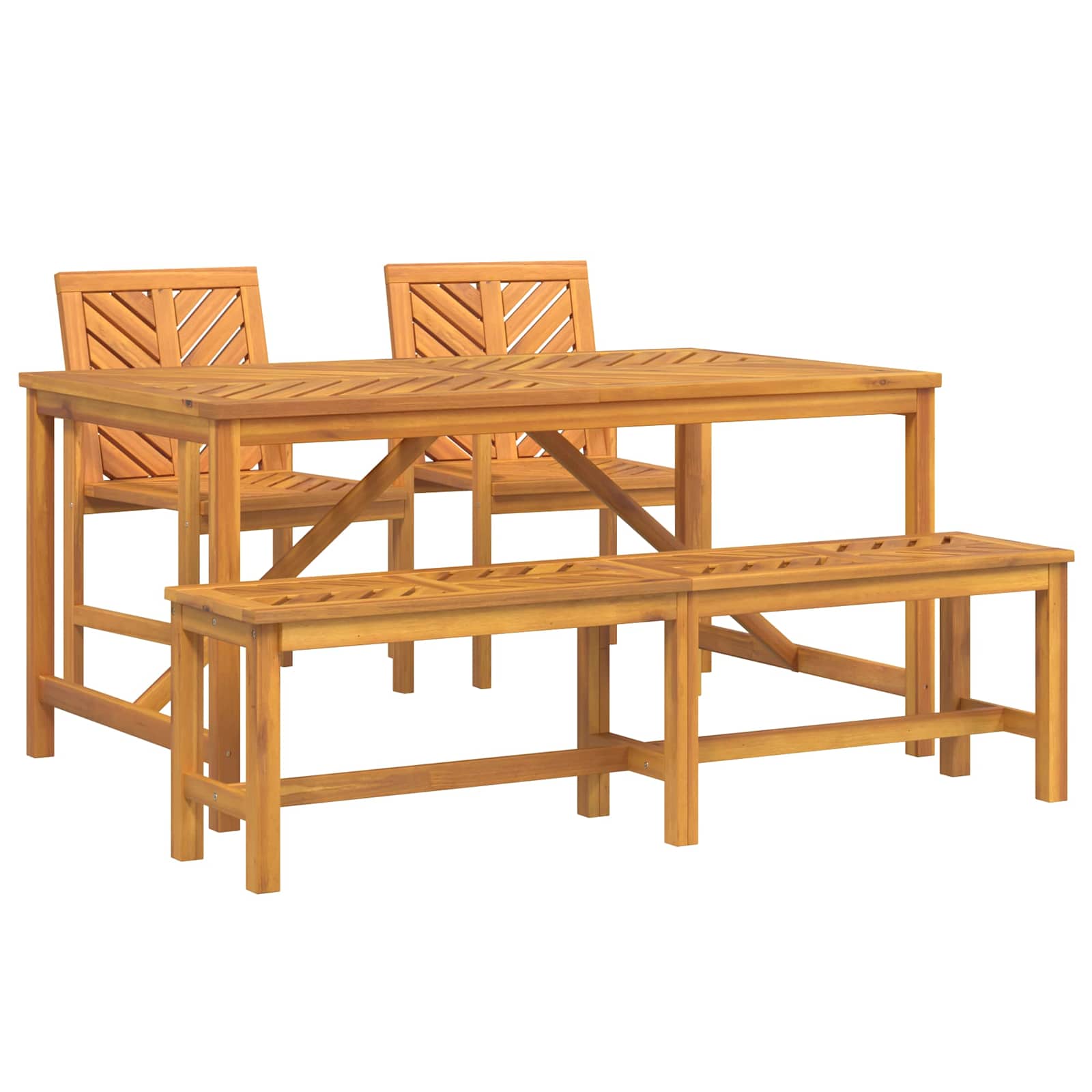 4 Piece Garden Dining Set Solid Wood Acacia - Image 2