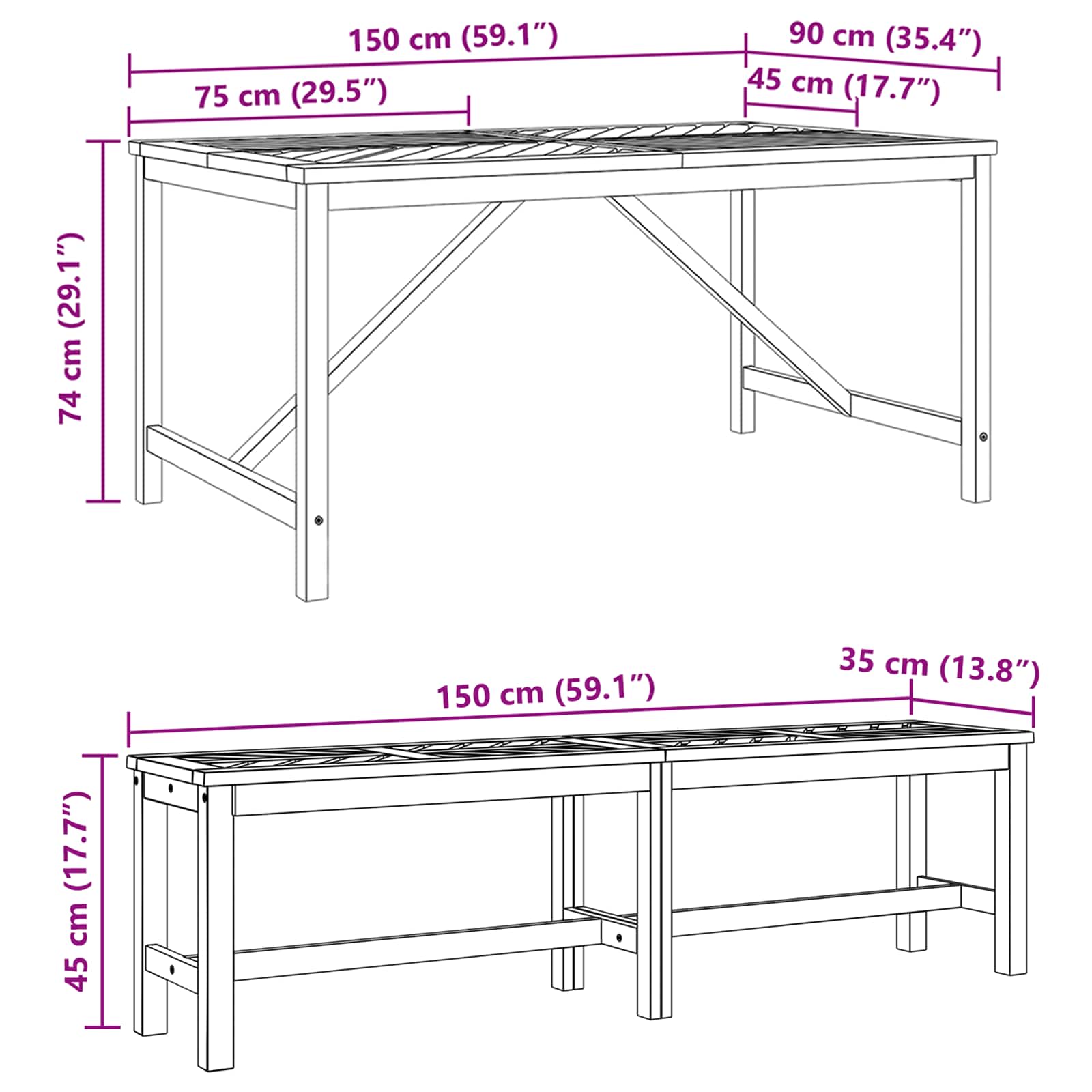 Aia söögilaudade komplekt 3 pcs Pruun tugev akaatsiapuit 124 Kõik vajalik sinu aeda ja koju! Aia söögilaudade komplekt 3 pcs Pruun tugev akaatsiapuit - Image 11