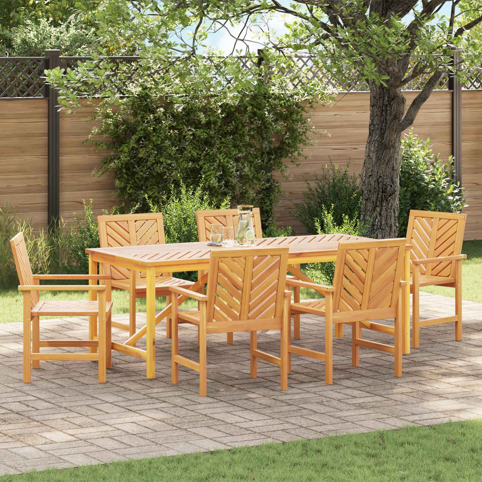 vidaXL Set de masă pentru grădină 7 pcs Maro Lemn Solid de Acacia