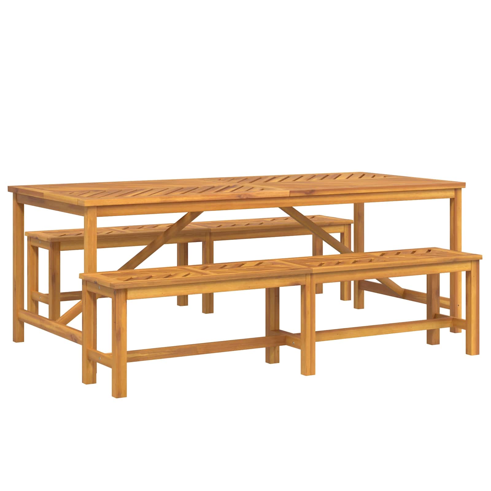 Tuin eettafelset 3 pcs Bruin Massief Acaciahout image 2