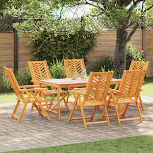 Komplet za jedilnico v vrtu 7 pcs Rjava Masiven les akacije