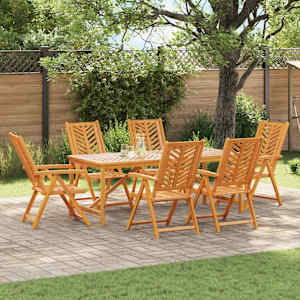 Komplet za jedilnico v vrtu 7 pcs Rjava Masiven les akacije