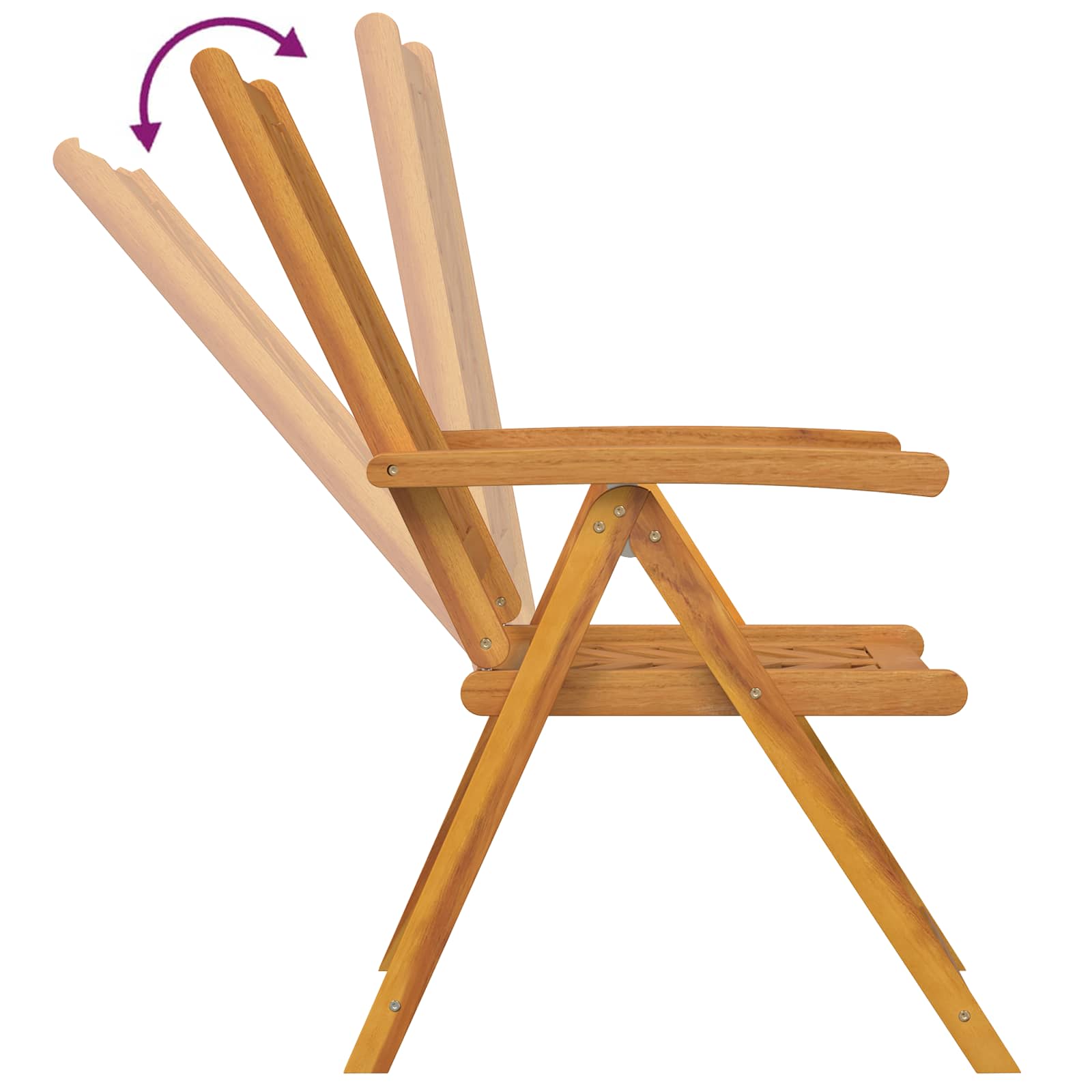 Накланящи се градински столове 4 бр Масивна дървесина акация - Image 9