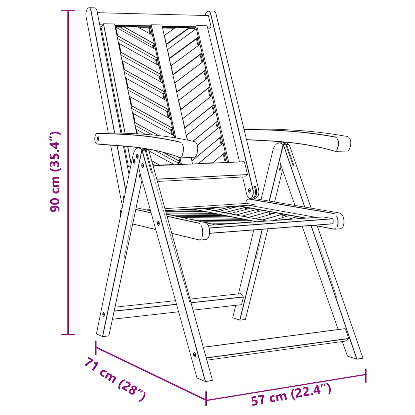 Tuinstoel 8 pcs Bruin 57 x 72 x 109 cm Massief Acaciahout image 11