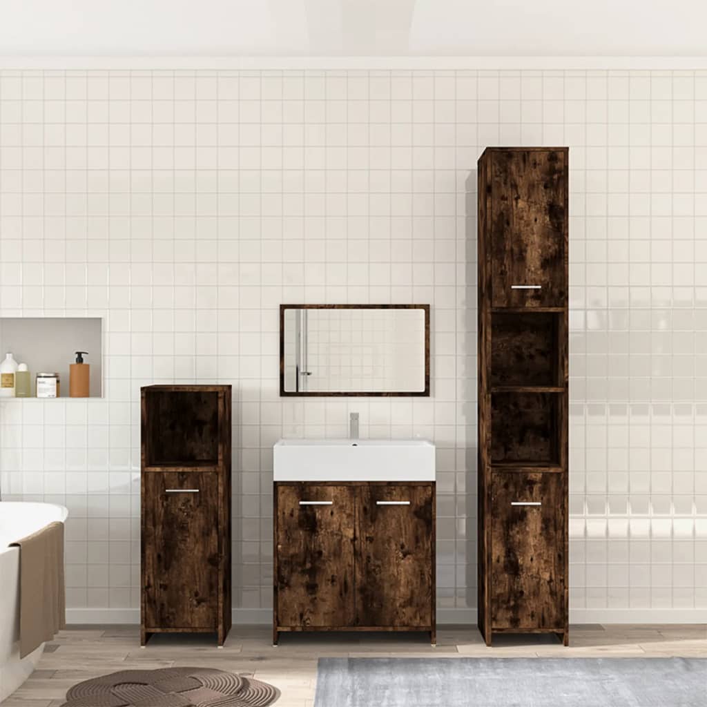 4dílný set koupelnového nábytku kouřový dub kompozitní dřevo