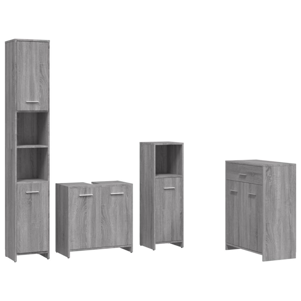 4dílný set koupelnového nábytku šedý sonoma kompozitní dřevo