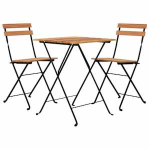 3dílný skládací bistro set masivní teakové dřevo a ocel - obrázek 3