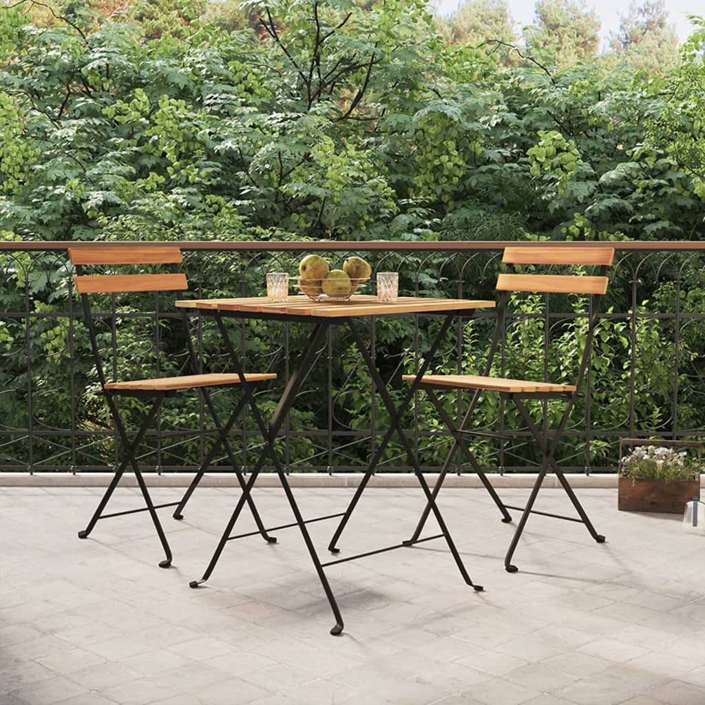 vidaXL 3-tlg. Bistro-Set Klappbar Massivholz Teak und Stahl