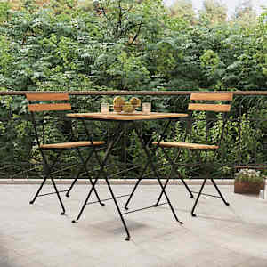 Zložljivi bistro stoli 2 kosa trdna tikovina in jeklo