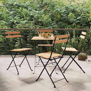 Zložljivi bistro stoli 4 kosi trdna tikovina in jeklo