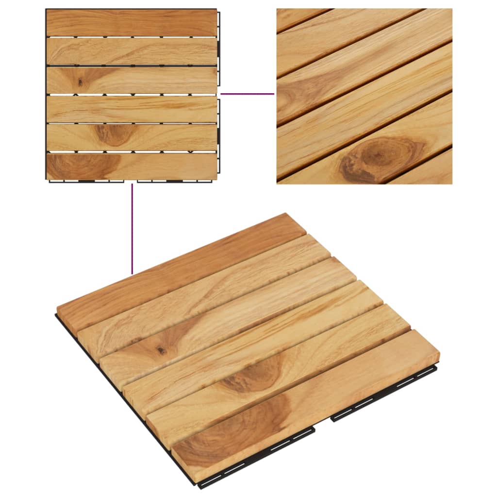 Decking Tiles 10 Pcs 30x30 Cm Solid Wood Teak Vertical Pattern VidaXL 16 width=274