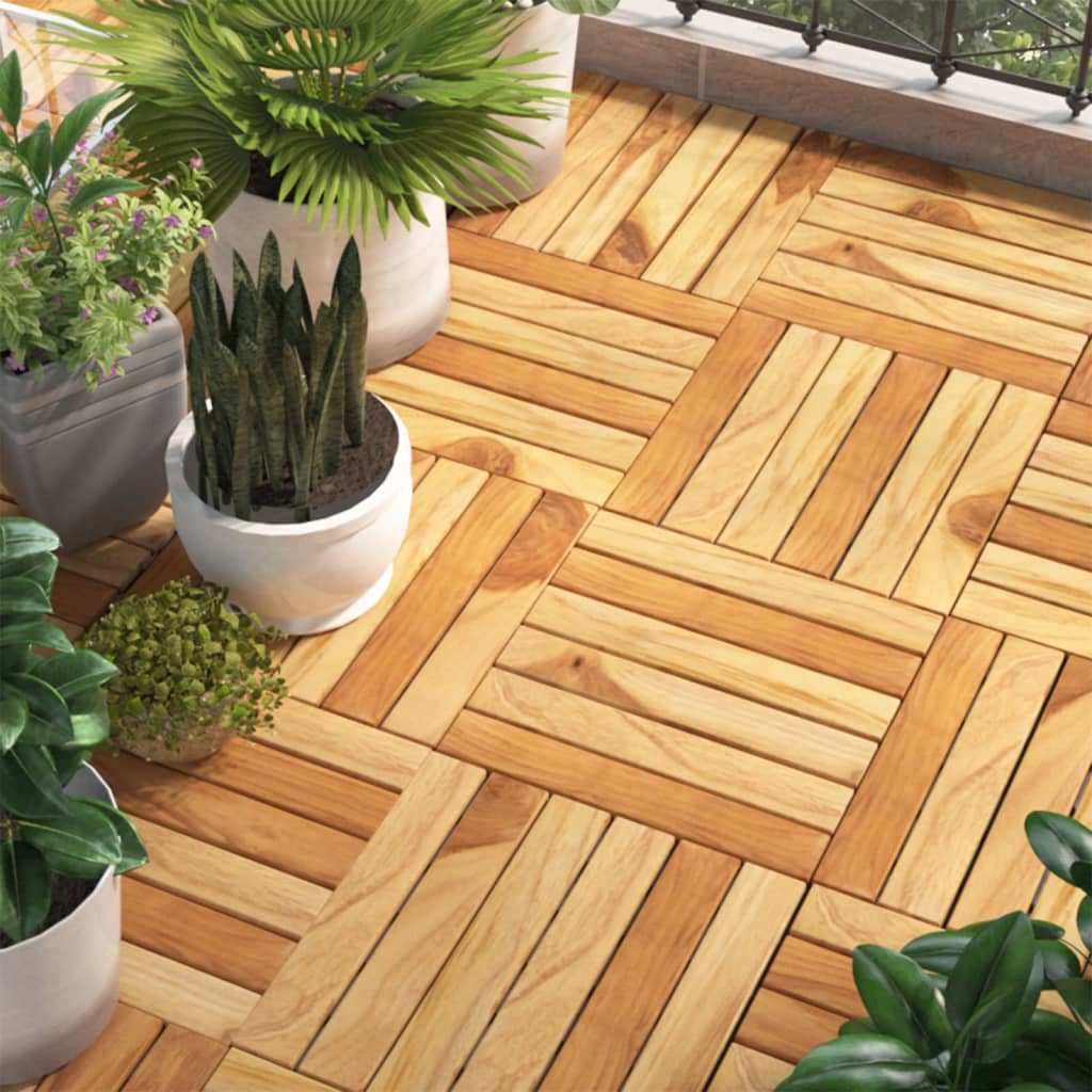 vida XL Terrassenfliesen 10 Stk. 30x 30 cm Massivholz Teak Vertikal