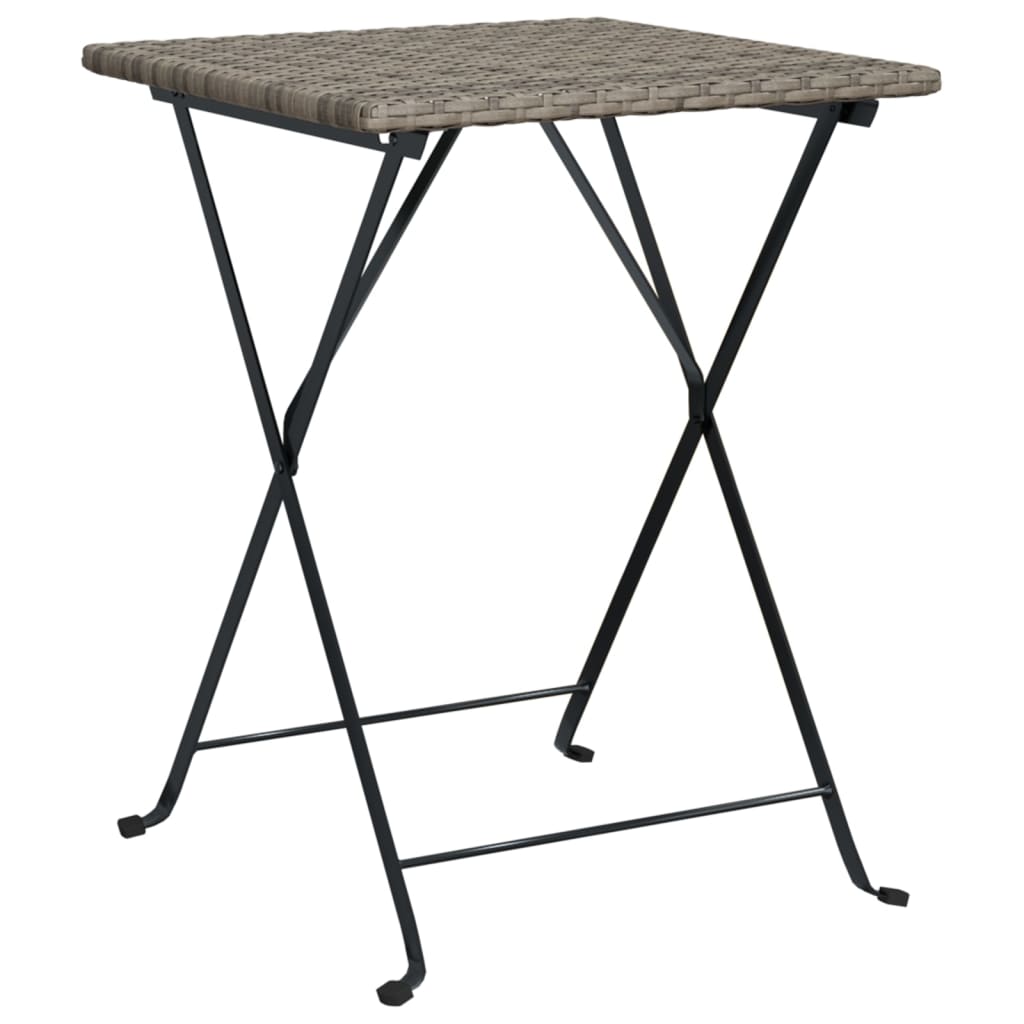 VidaXL Table De Bistrot Pliante Gris 55x54x71 Cm Résine Tressée