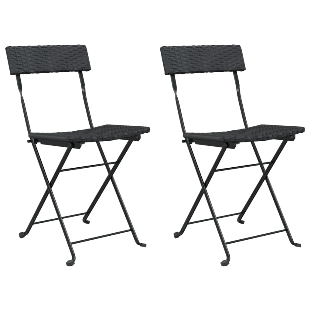 Thumbnail - vidaXL Bistrostühle 2 Stk. Klappbar Schwarz Poly Rattan und Stahl