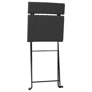 3dílný skládací bistro set černý polyratan - obrázek 6