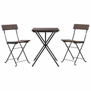 3dílný skládací bistro set hnědý polyratan - obrázek 3