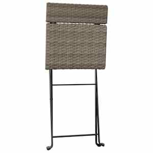 3dílný skládací bistro set šedý polyratan - obrázek 6