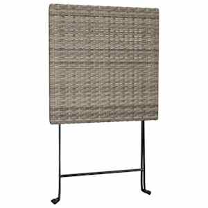 3dílný skládací bistro set šedý polyratan - obrázek 7