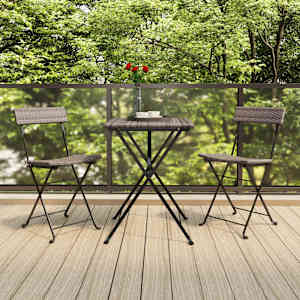 3dílný skládací bistro set šedý polyratan