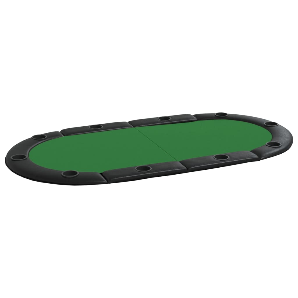 Blat masă de poker, 10 jucători, pliabil, verde, 208x106x3 cm