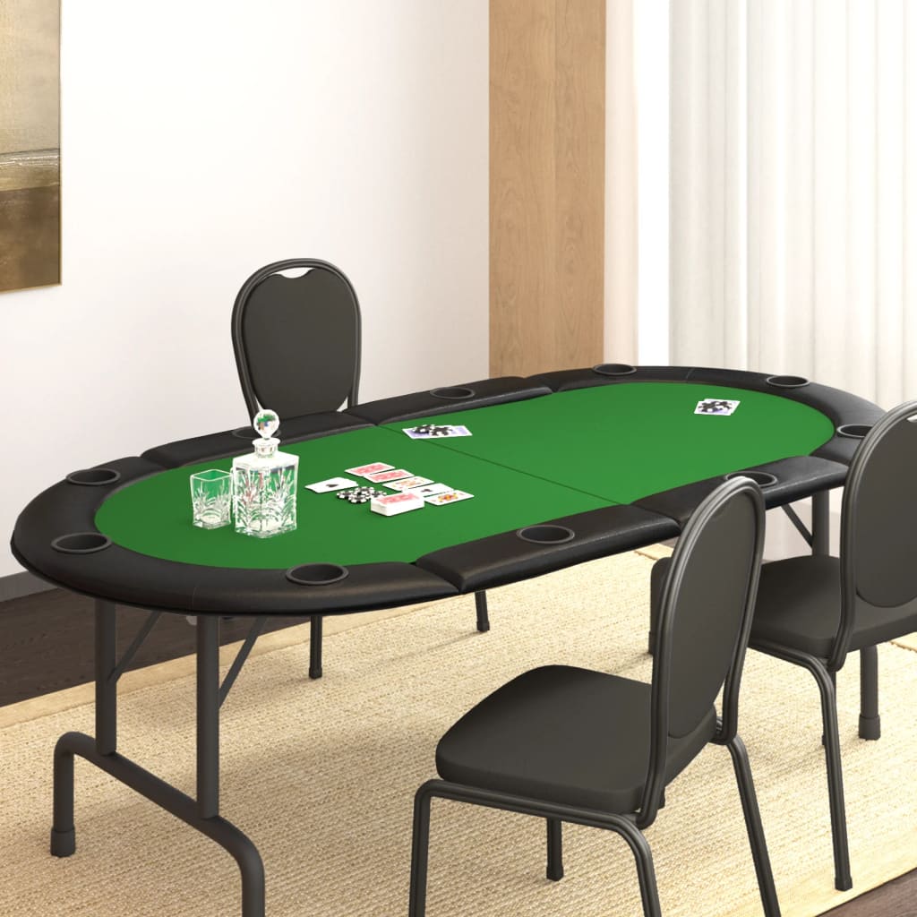 Vidaxl Blat Masa De Poker, 10 Jucatori, Pliabil, Verde, 208x106x3 Cm
