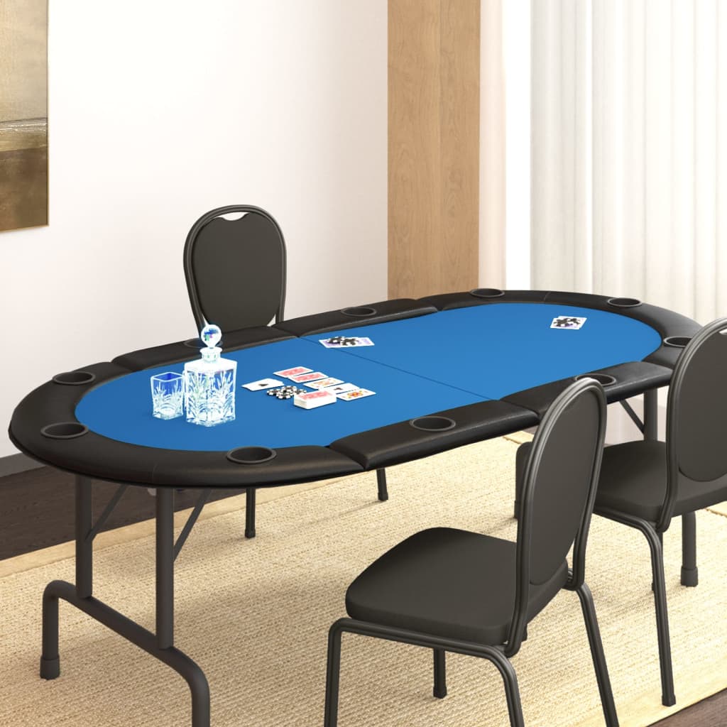 Vidaxl Blat Masa De Poker, 10 Jucatori, Pliabil, Albastru 208x106x3 Cm