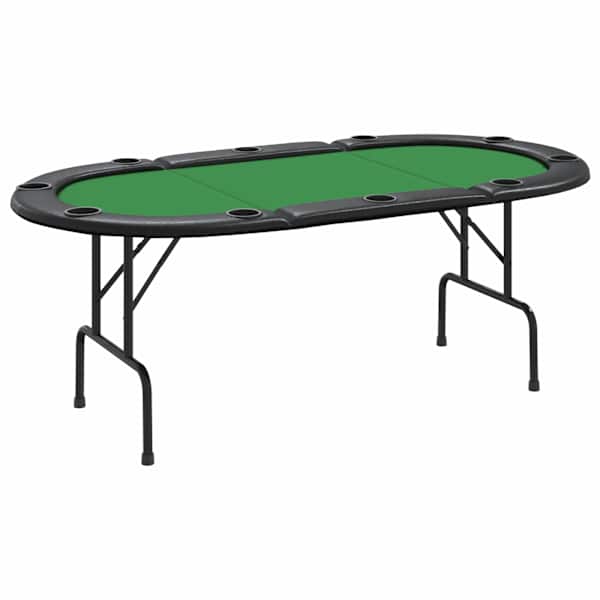 vidaXL kokkupandav pokkerilaud 10 m&auml;ngijale, roheline, 207x106x76 cm