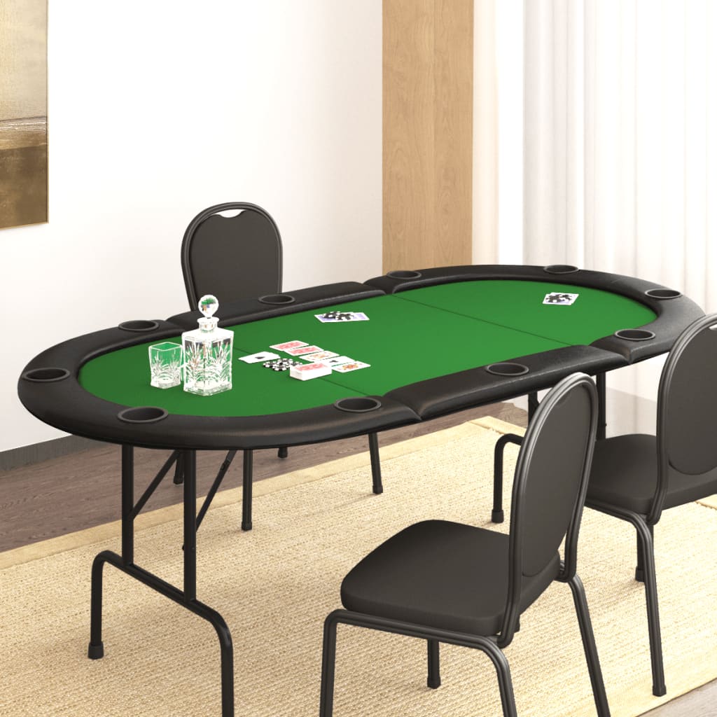 Vidaxl Masa De Poker Pliabila, 10 Jucatori, Verde, 206x106x75 Cm