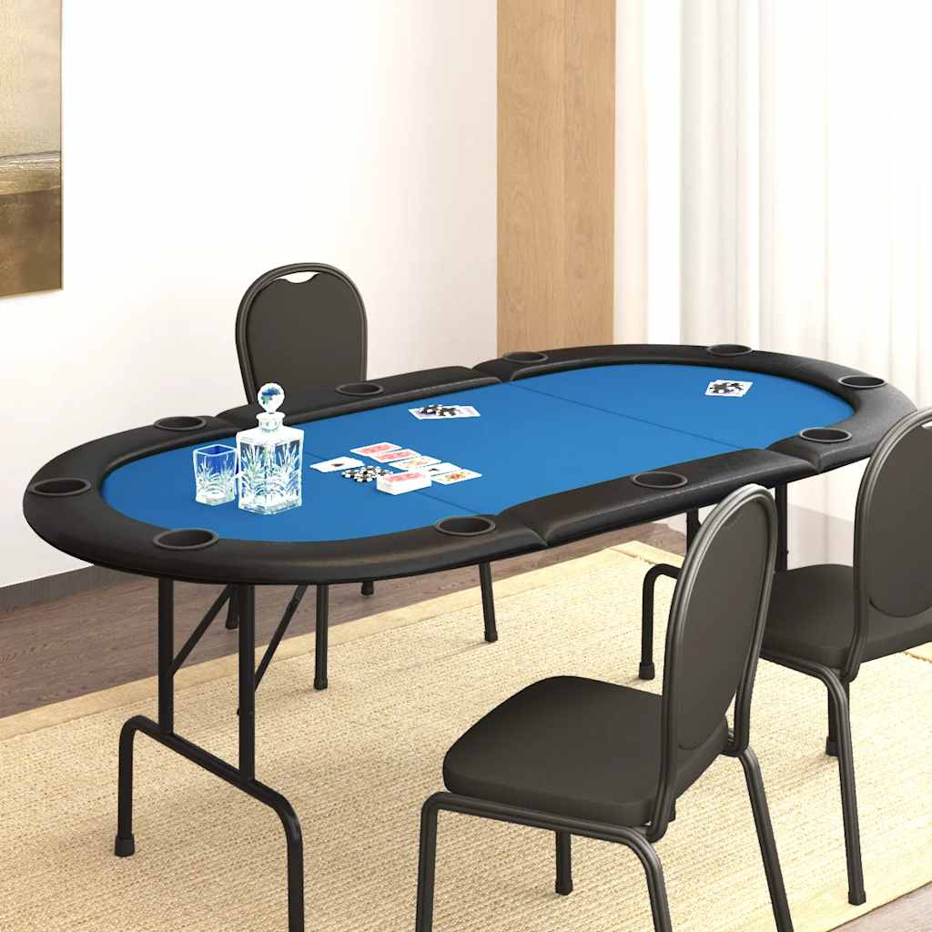 vidaXL Masă de poker pliabilă, 10 jucători, albastru, 207x106x76 cm