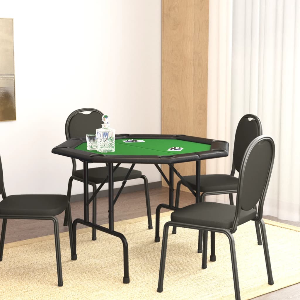 vidaXL Masă de poker pliabilă, 8 jucători, verde, 108x108x75 cm