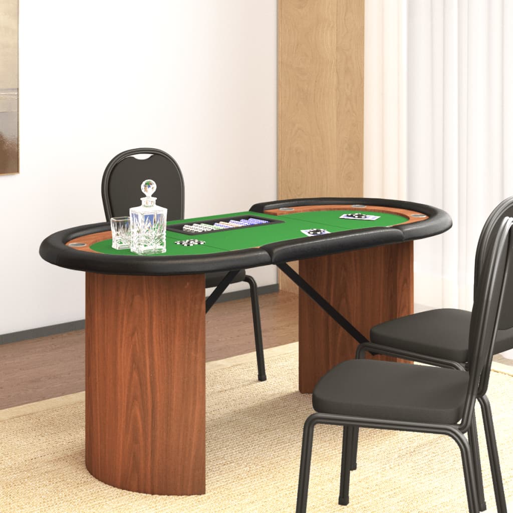 Petrashop  Pokerový stůl pro 10 hráčů držák na chipy zelený 160x80x75 cm