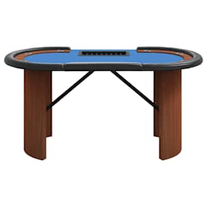 Pokerový stůl pro 10 hráčů držák na chipy modrý 160x80x75 cm - obrázek 3