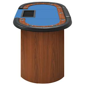 Pokerový stůl pro 10 hráčů držák na chipy modrý 160x80x75 cm - obrázek 4