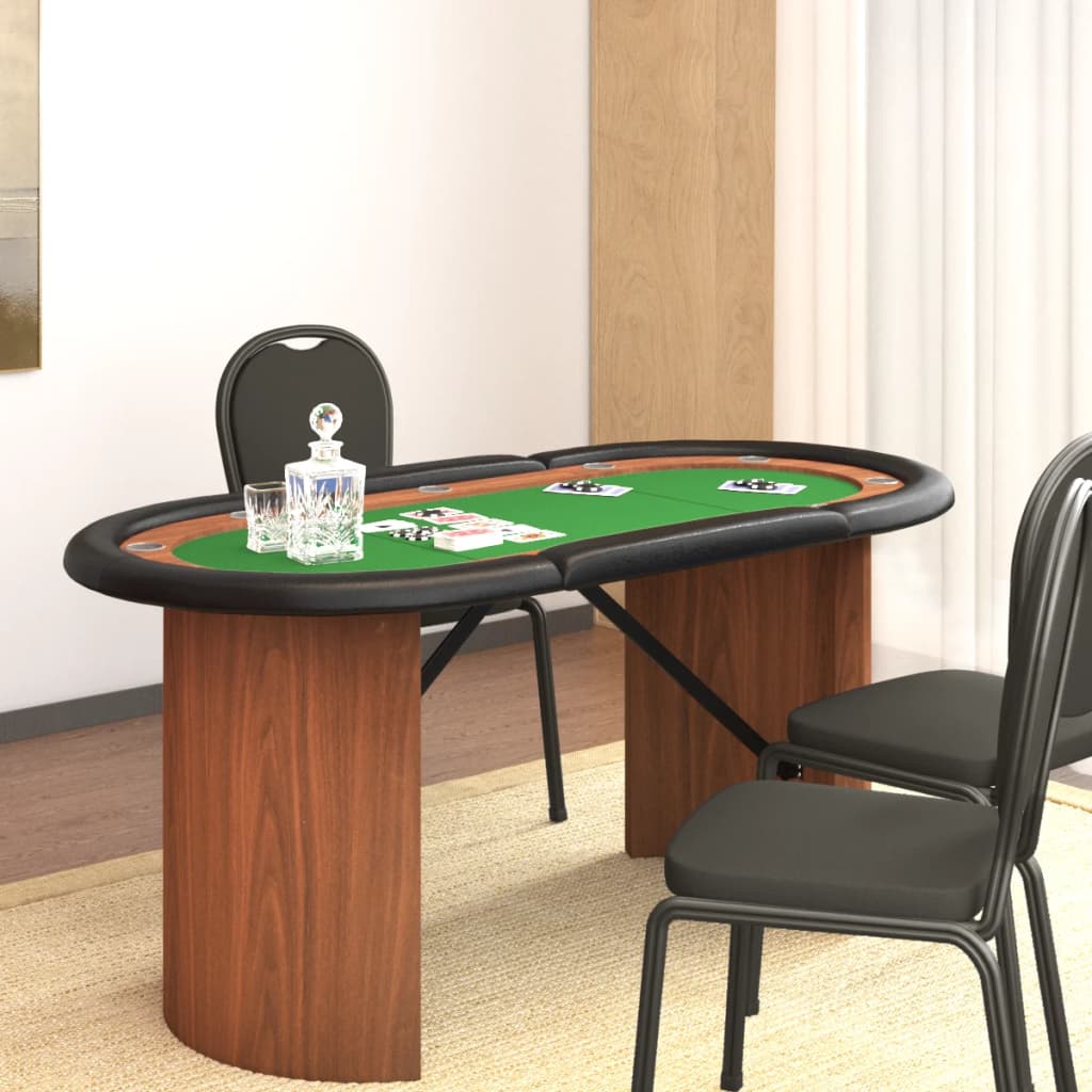 Vidaxl Masa De Poker, 10 Jucatori, Verde, 160x80x75 Cm
