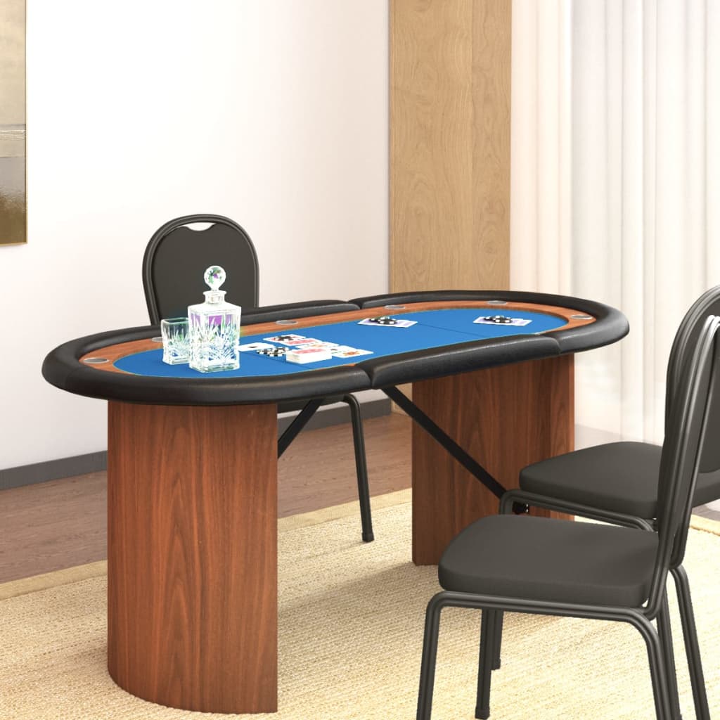 Pokerový stůl pro 10 hráčů modrý 160 x 80 x 75 cm