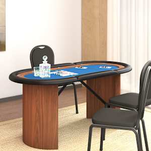 Pokerový stůl pro 10 hráčů modrý 160 x 80 x 75 cm - obrázek 1