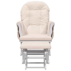 Křeslo glider se stoličkou světle růžové textil - obrázek 3