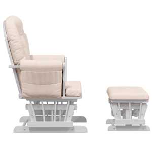 Křeslo glider se stoličkou světle růžové textil - obrázek 4