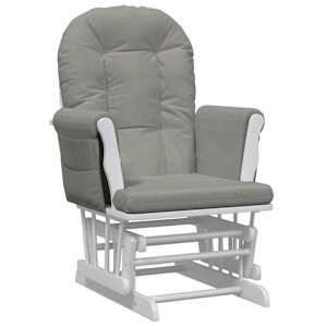Křeslo glider se stoličkou světle šedé textil - obrázek 6