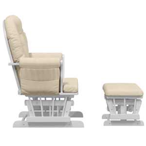 Křeslo glider se stoličkou krémově bílé textil - obrázek 4