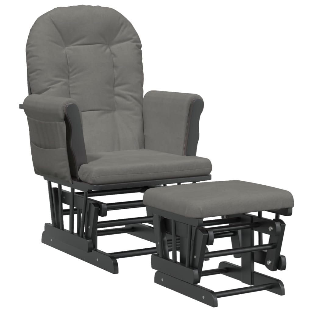 vidaXL Křeslo glider se stoličkou tmavě šedé textil