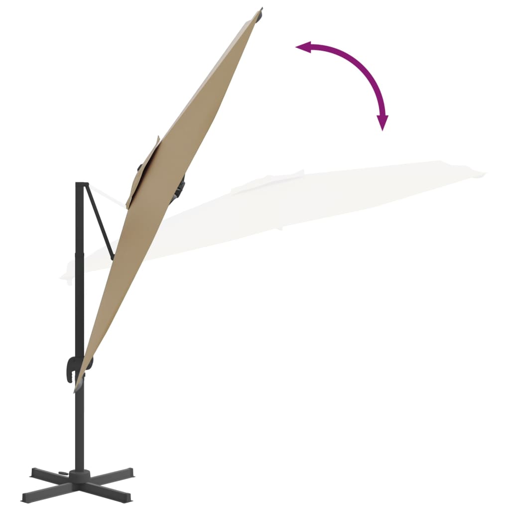 Konzolový slunečník s hliníkovou tyčí taupe 300 x 300 cm