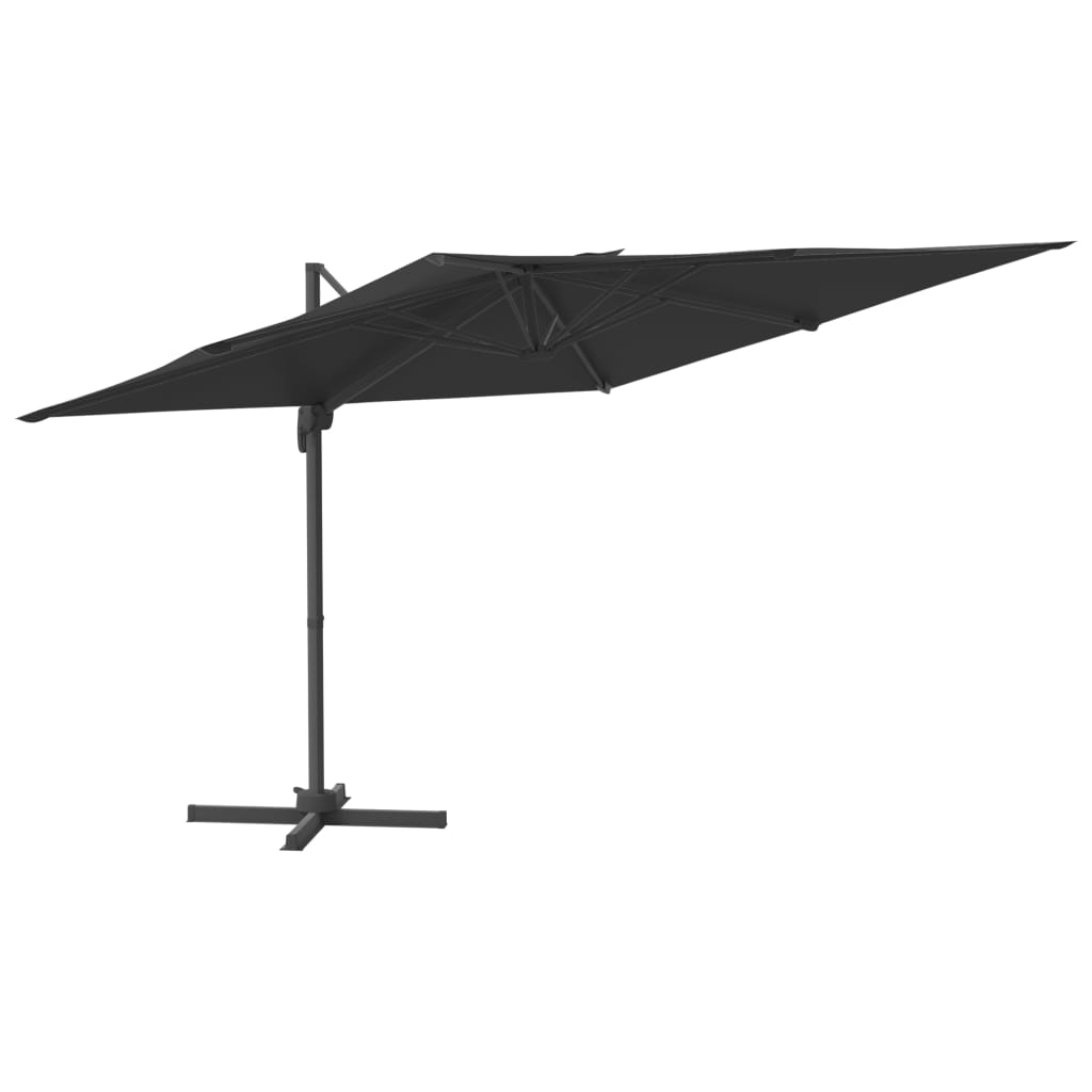 Konzolový slunečník s hliníkovou tyčí černý 400 x 300 cm