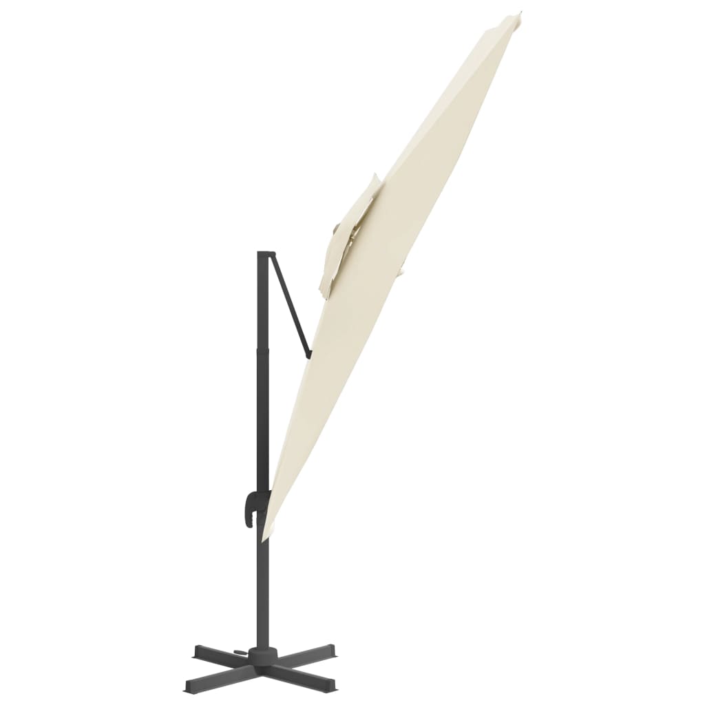 Konzolový slunečník s dvojitou stříškou pískově bílý 300x300 cm