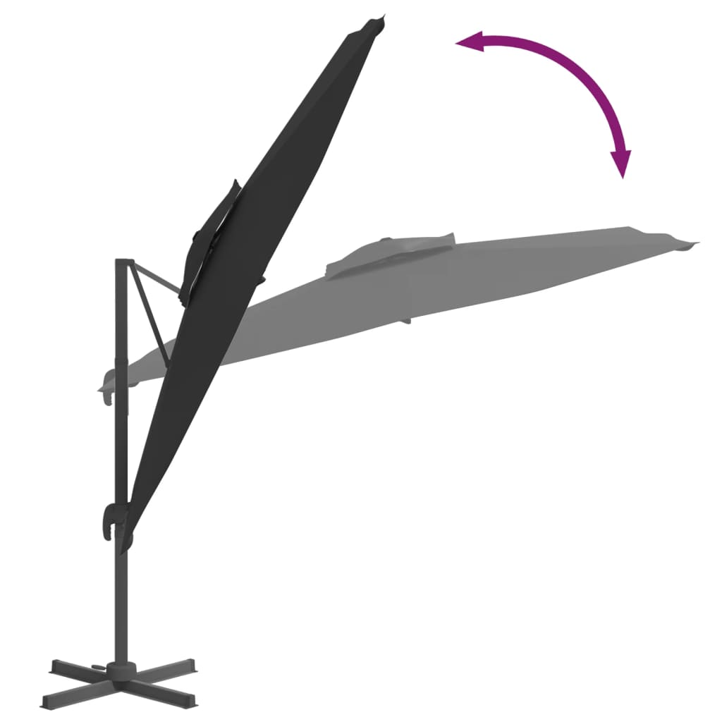 Konzolový slunečník s dvojitou stříškou černý 300 x 300 cm